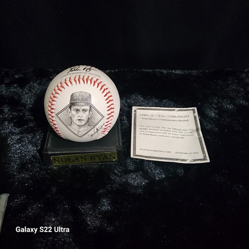 Nolan Ryan Commemorative Photo and Stat Ball with Cert